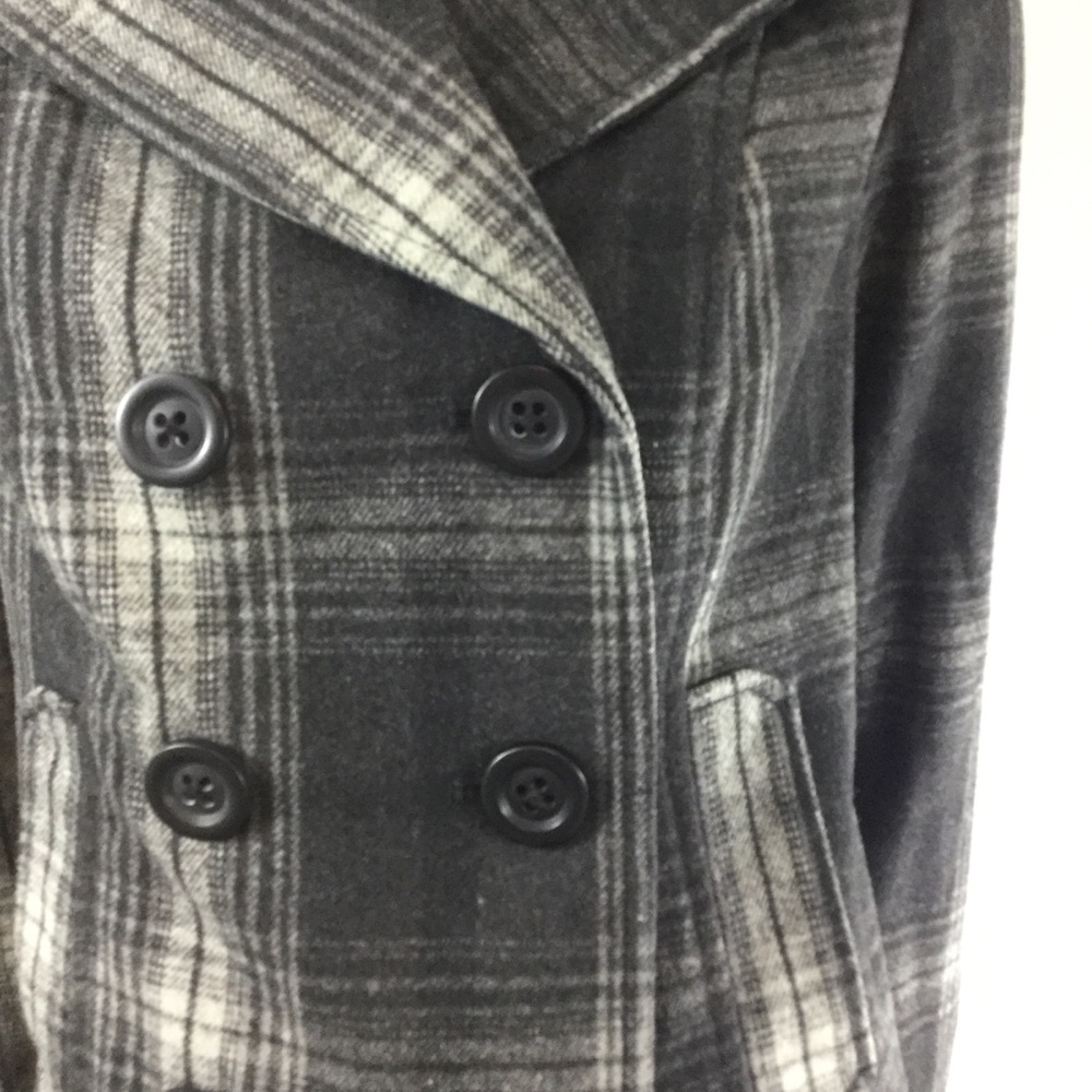 Old Navy Grey Plaid Pea Coat - Picture 2 of 8